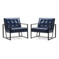 Glitzhome Set of 2 Mid-Century Tufted Accent Chairs in 29.25W PU Leather