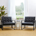 Glitzhome Set of 2 Mid-Century Tufted Accent Chairs in 29.25W PU Leather
