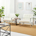Glitzhome Set of 2 Mid-Century Tufted Accent Chairs in 29.25W PU Leather