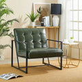 Glitzhome Set of 2 Mid-Century Tufted Accent Chairs in 29.25W PU Leather