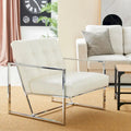 Glitzhome Set of 2 Mid-Century Tufted Accent Chairs in 29.25W PU Leather