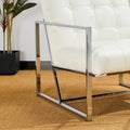 Glitzhome Set of 2 Mid-Century Tufted Accent Chairs in 29.25W PU Leather