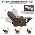 HOMYKA 34.2-Inch Wide Faux Leather Swivel Rocking Power Recliner Chair with USB Charging Port