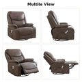 HOMYKA 34.2-Inch Wide Faux Leather Swivel Rocking Power Recliner Chair with USB Charging Port