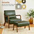 Glitzhome 30.75-Inch Mid-Century PU Leather Armchair and Ottoman Set