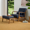 Glitzhome 30.75-Inch Mid-Century PU Leather Armchair and Ottoman Set
