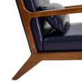 Glitzhome 30.75-Inch Mid-Century PU Leather Armchair and Ottoman Set