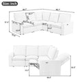 Linen Upholstered Power Recliner L-Shaped Sectional Sofa with USB Port - Soft Home Theater Seating for Living Room