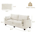 LUE BONA 81 Contemporary Corduroy 3-Seater Sofa - Upholstered Polyester Rectangle Design with Wooden Base for Living Room