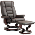 HOMCOM Faux Leather Swivel Recliner Chair with Ottoman and High Back Support