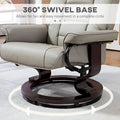 HOMCOM Faux Leather Swivel Recliner Chair with Ottoman and High Back Support