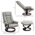 HOMCOM Faux Leather Swivel Recliner Chair with Ottoman and High Back Support