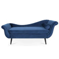 Upholstered Indoor Chaise Lounge Chair with Scroll Arms, Reclining Feature, Rolled Accent Pillow, and Sturdy Solid Wood Legs