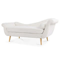 Upholstered Indoor Chaise Lounge Chair with Scroll Arms, Reclining Feature, Rolled Accent Pillow, and Sturdy Solid Wood Legs