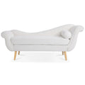 Upholstered Indoor Chaise Lounge Chair with Scroll Arms, Reclining Feature, Rolled Accent Pillow, and Sturdy Solid Wood Legs