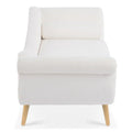 Upholstered Indoor Chaise Lounge Chair with Scroll Arms, Reclining Feature, Rolled Accent Pillow, and Sturdy Solid Wood Legs