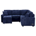 82.6-Inch L-Shaped Sleeper Sofa with Pull-Out Feature, Wheels, USB Ports, and Power Sockets - Dimensions: 82.6W x 82.6D x 33H