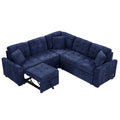 82.6-Inch L-Shaped Sleeper Sofa with Pull-Out Feature, Wheels, USB Ports, and Power Sockets - Dimensions: 82.6W x 82.6D x 33H