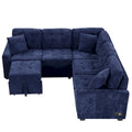 82.6-Inch L-Shaped Sleeper Sofa with Pull-Out Feature, Wheels, USB Ports, and Power Sockets - Dimensions: 82.6W x 82.6D x 33H