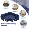 82.6-Inch L-Shaped Sleeper Sofa with Pull-Out Feature, Wheels, USB Ports, and Power Sockets - Dimensions: 82.6W x 82.6D x 33H
