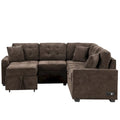 82.6-Inch L-Shaped Sleeper Sofa with Pull-Out Feature, Wheels, USB Ports, and Power Sockets - Dimensions: 82.6W x 82.6D x 33H