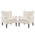 COZYMAN Contemporary Upholstered Armchair Set of 2 - Solid Wood Accent Chairs in Fabric/Faux Leather for Living Room