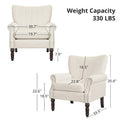 COZYMAN Contemporary Upholstered Armchair Set of 2 - Solid Wood Accent Chairs in Fabric/Faux Leather for Living Room