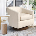 LUE BONA Contemporary Upholstered Wooden Barrel Swivel Accent Chair for Living Room