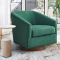 LUE BONA Contemporary Upholstered Wooden Barrel Swivel Accent Chair for Living Room