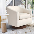 LUE BONA Contemporary Upholstered Wooden Barrel Swivel Accent Chair for Living Room
