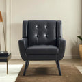 Contemporary Ergonomic Accent Chair in Soft Leather with Black Legs – Ideal for Living Room and Bedroom