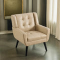 Contemporary Ergonomic Accent Chair in Soft Leather with Black Legs – Ideal for Living Room and Bedroom
