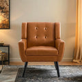 Contemporary Ergonomic Accent Chair in Soft Leather with Black Legs – Ideal for Living Room and Bedroom