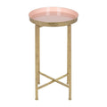 Kate and Laurel Celia Round Metal Folding Accent Table with Tray