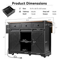 53.7-Inch Farmhouse Kitchen Island with Power Outlet, Featuring 2 Sliding Barn Doors and Drop Leaf Design