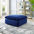 Commix Overstuffed Velvet Ottoman with Down Fill for Enhanced Comfort