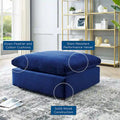 Commix Overstuffed Velvet Ottoman with Down Fill for Enhanced Comfort