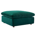 Commix Overstuffed Velvet Ottoman with Down Fill for Enhanced Comfort