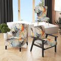 Designart Marble Serenity Gray Watercolor Waves Upholstered Accent Chair with Abstract Shapes