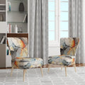 Designart Marble Serenity Gray Watercolor Waves Upholstered Accent Chair with Abstract Shapes
