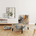 Designart Marble Serenity Gray Watercolor Waves Upholstered Accent Chair with Abstract Shapes