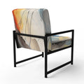 Designart Marble Serenity Gray Watercolor Waves Upholstered Accent Chair with Abstract Shapes
