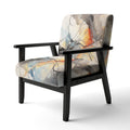 Designart Marble Serenity Gray Watercolor Waves Upholstered Accent Chair with Abstract Shapes