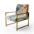 Designart Marble Serenity Gray Watercolor Waves Upholstered Accent Chair with Abstract Shapes