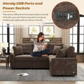 L-Shaped Pull-Out Sleeper Sofa with Wheels, USB Charging Ports, and Power Outlets