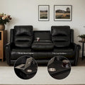 Authentic Leather Black Power Recliner Sofa Set: Loveseat and Recliner with Adjustable Headrest and Extendable Footrest