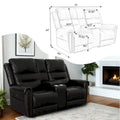 Authentic Leather Black Power Recliner Sofa Set: Loveseat and Recliner with Adjustable Headrest and Extendable Footrest