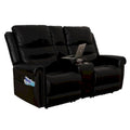 Authentic Leather Black Power Recliner Sofa Set: Loveseat and Recliner with Adjustable Headrest and Extendable Footrest
