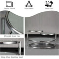 3-Tier Round Glass Coffee Table with 360-Degree Rotating Top