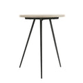 Round Oak White and Black Side Table with Metal Base